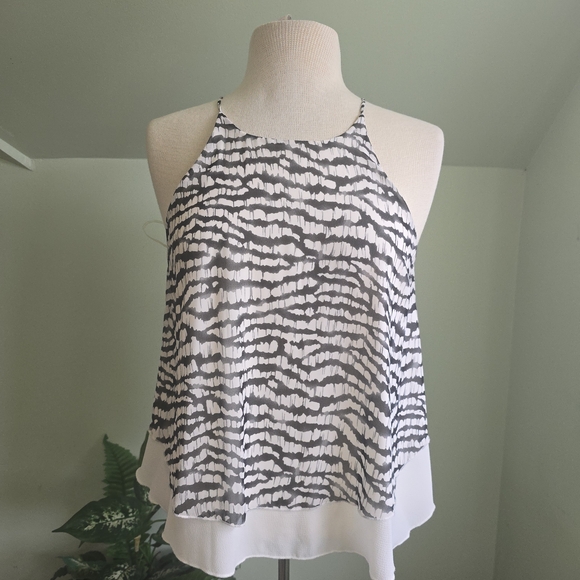 Tyche Black and White Patterned Halter Blouse - Picture 2 of 5